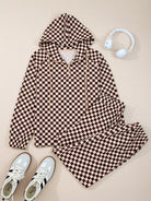 Checkered Drawstring Hoodie and Pants Set-2 Piece Outfit Sets-Krush Kandy, Women's Online Fashion Boutique Located in Phoenix, Arizona (Scottsdale Area)