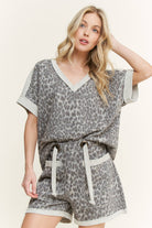 Mineral Washed Leopard Animal Print V-Neck Shirt-Tops-Krush Kandy, Women's Online Fashion Boutique Located in Phoenix, Arizona (Scottsdale Area)