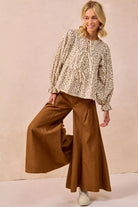 BiBi Floral Printed Peplum Blouse with Shirring and Tied-Tops-Krush Kandy, Women's Online Fashion Boutique Located in Phoenix, Arizona (Scottsdale Area)