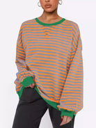 Striped Round Neck Long Sleeve Sweatshirt-Sweatshirt-Krush Kandy, Women's Online Fashion Boutique Located in Phoenix, Arizona (Scottsdale Area)