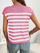 Striped Mock Neck Cap Sleeve Knit Top-Tops-Krush Kandy, Women's Online Fashion Boutique Located in Phoenix, Arizona (Scottsdale Area)