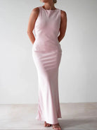 Satin Sleeveless Maxi Dress-Dresses-Krush Kandy, Women's Online Fashion Boutique Located in Phoenix, Arizona (Scottsdale Area)