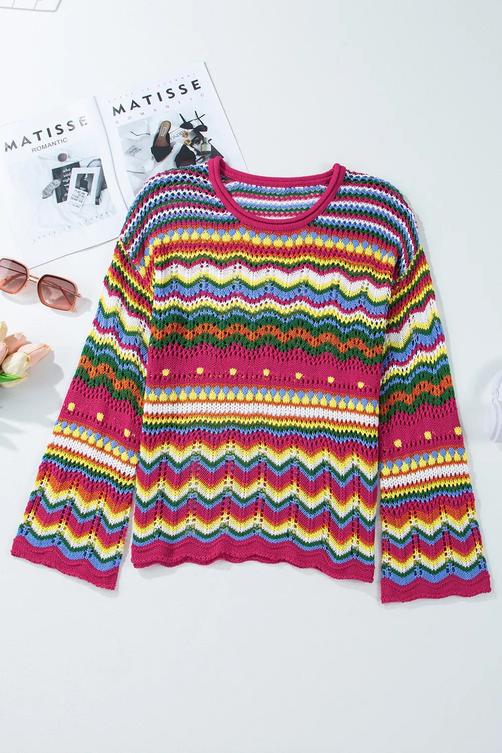 Sunburst Stitches Knit Sweater-Sweaters-Krush Kandy, Women's Online Fashion Boutique Located in Phoenix, Arizona (Scottsdale Area)