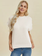 Double Take Full Size Mock Neck Short Sleeve Sweater-Krush Kandy, Women's Online Fashion Boutique Located in Phoenix, Arizona (Scottsdale Area)