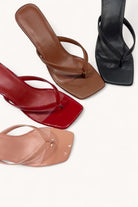 Brown Square-Toe Thong Strap Kitten Heel-Shoes-Krush Kandy, Women's Online Fashion Boutique Located in Phoenix, Arizona (Scottsdale Area)