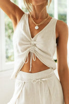 Drawstring V-Neck Tank and Pants Set-2 Piece Outfit Sets-Krush Kandy, Women's Online Fashion Boutique Located in Phoenix, Arizona (Scottsdale Area)