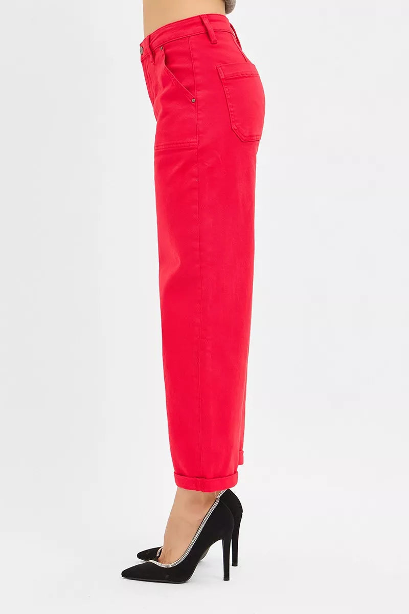 RISEN High Rise Ankle Cuffed Barrel Pants-Jeans-Krush Kandy, Women's Online Fashion Boutique Located in Phoenix, Arizona (Scottsdale Area)