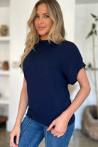 Double Take Full Size Mock Neck Short Sleeve Sweater-Krush Kandy, Women's Online Fashion Boutique Located in Phoenix, Arizona (Scottsdale Area)