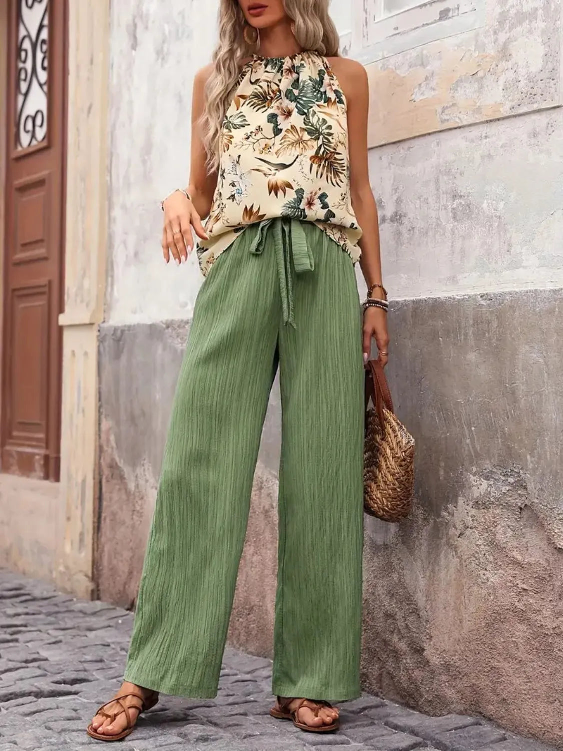 Printed Tank Top and Wide Leg Pants Set-Tops-Krush Kandy, Women's Online Fashion Boutique Located in Phoenix, Arizona (Scottsdale Area)
