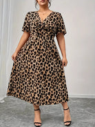 Plus Size Twisted Front Leopard Short Sleeve Dress-Dresses-Krush Kandy, Women's Online Fashion Boutique Located in Phoenix, Arizona (Scottsdale Area)