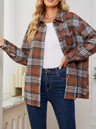 Plaid Button Up Long Sleeve Shacket-Jacket-Krush Kandy, Women's Online Fashion Boutique Located in Phoenix, Arizona (Scottsdale Area)