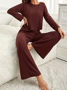 Ribbed Round Neck Long Sleeve Top and Pants Lounge Set-Loungewear-Krush Kandy, Women's Online Fashion Boutique Located in Phoenix, Arizona (Scottsdale Area)