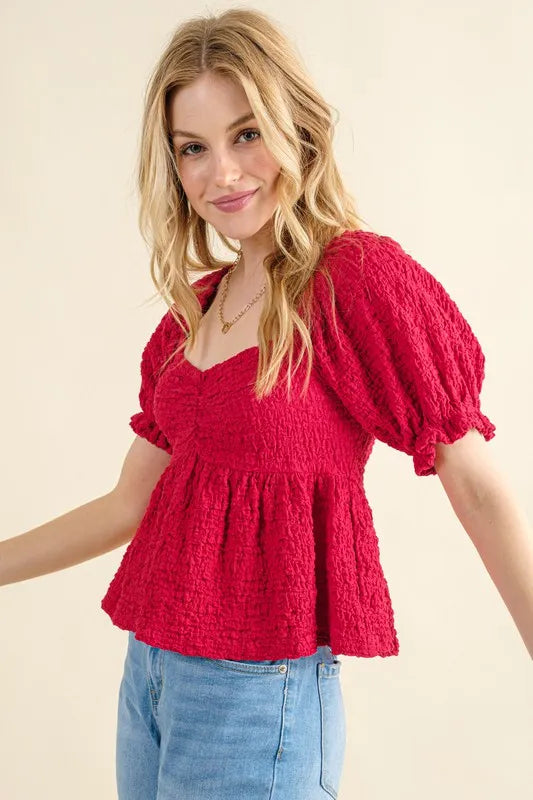 And The Why Lovely Textured and Smocked Top-Tops-Krush Kandy, Women's Online Fashion Boutique Located in Phoenix, Arizona (Scottsdale Area)