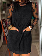 Corduroy Sleeveless Mini Dress with Patched Pockets-Dresses-Krush Kandy, Women's Online Fashion Boutique Located in Phoenix, Arizona (Scottsdale Area)