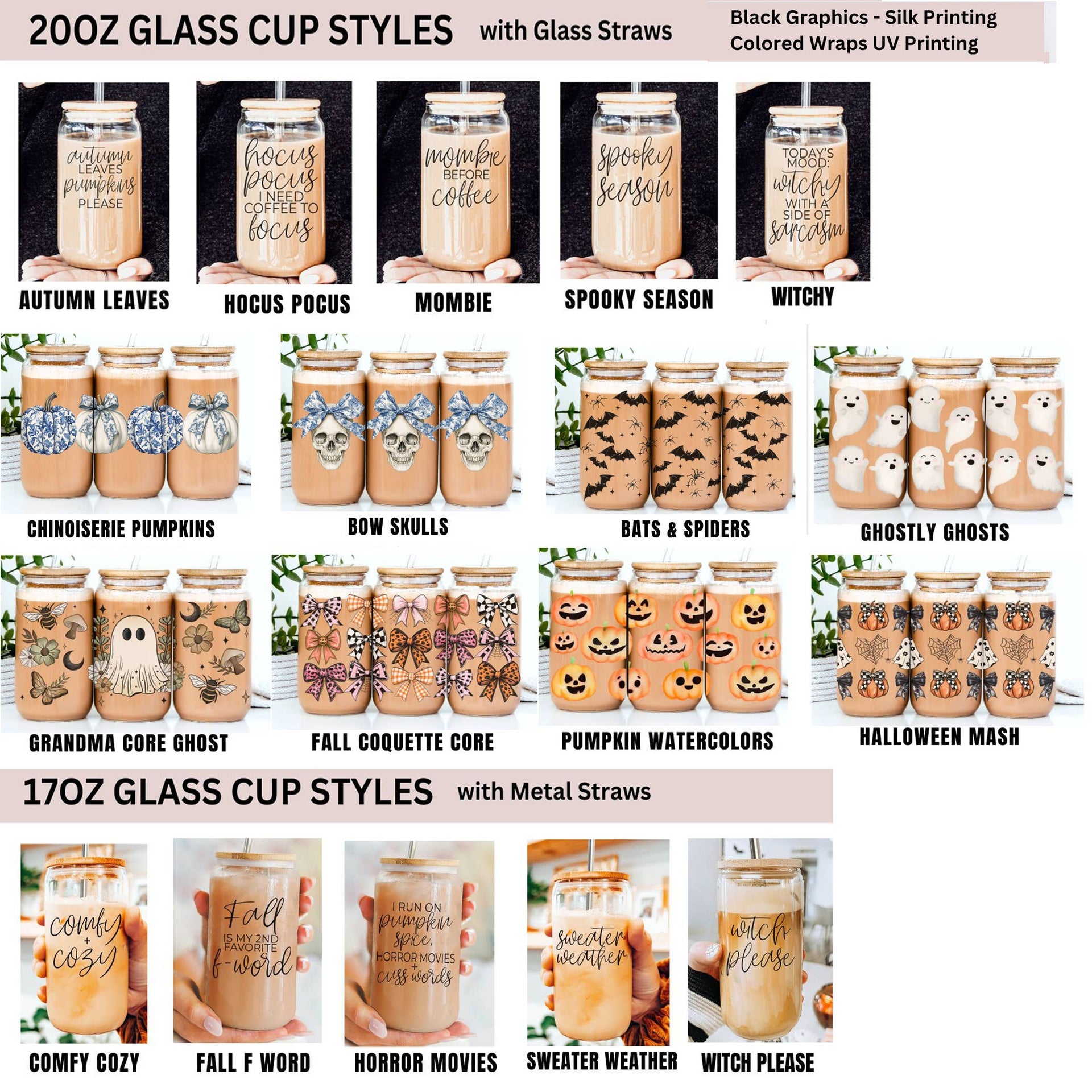 Cutest Halloween Fall Glass Cup | 20oz-Accessories-Krush Kandy, Women's Online Fashion Boutique Located in Phoenix, Arizona (Scottsdale Area)