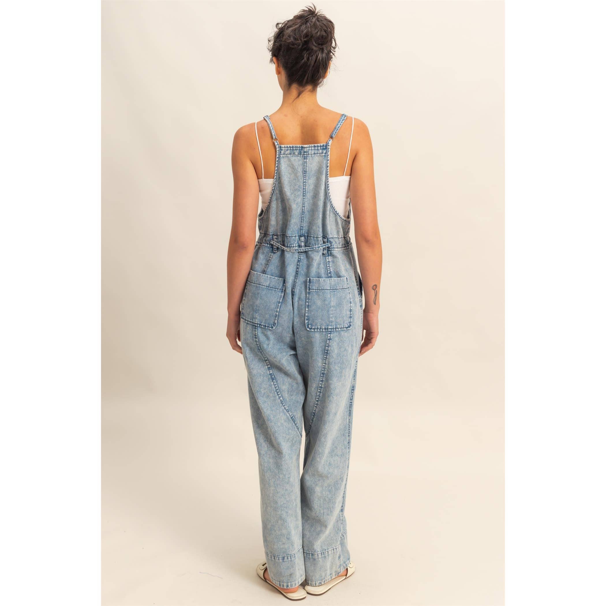 Denim Days Drawstring Jumpsuit-Jumpsuits & Rompers-Krush Kandy, Women's Online Fashion Boutique Located in Phoenix, Arizona (Scottsdale Area)