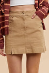 Annie Wear Comfort Stretch Cotton Slit Detailed Mini Skirt-Skirts-Krush Kandy, Women's Online Fashion Boutique Located in Phoenix, Arizona (Scottsdale Area)