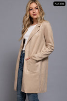 Plus Size Long Sleeve Faux Suede Jacket-Coats-Krush Kandy, Women's Online Fashion Boutique Located in Phoenix, Arizona (Scottsdale Area)