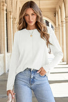 Polished White Long Sleeve Top-Sweaters-Krush Kandy, Women's Online Fashion Boutique Located in Phoenix, Arizona (Scottsdale Area)