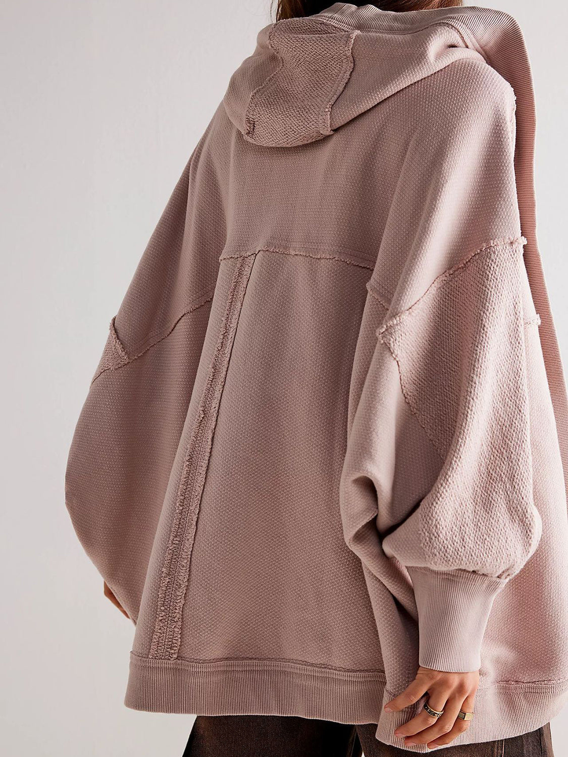 Exposed Seam Open Front Batwing Sleeve Hooded Cardigan-Krush Kandy, Women's Online Fashion Boutique Located in Phoenix, Arizona (Scottsdale Area)