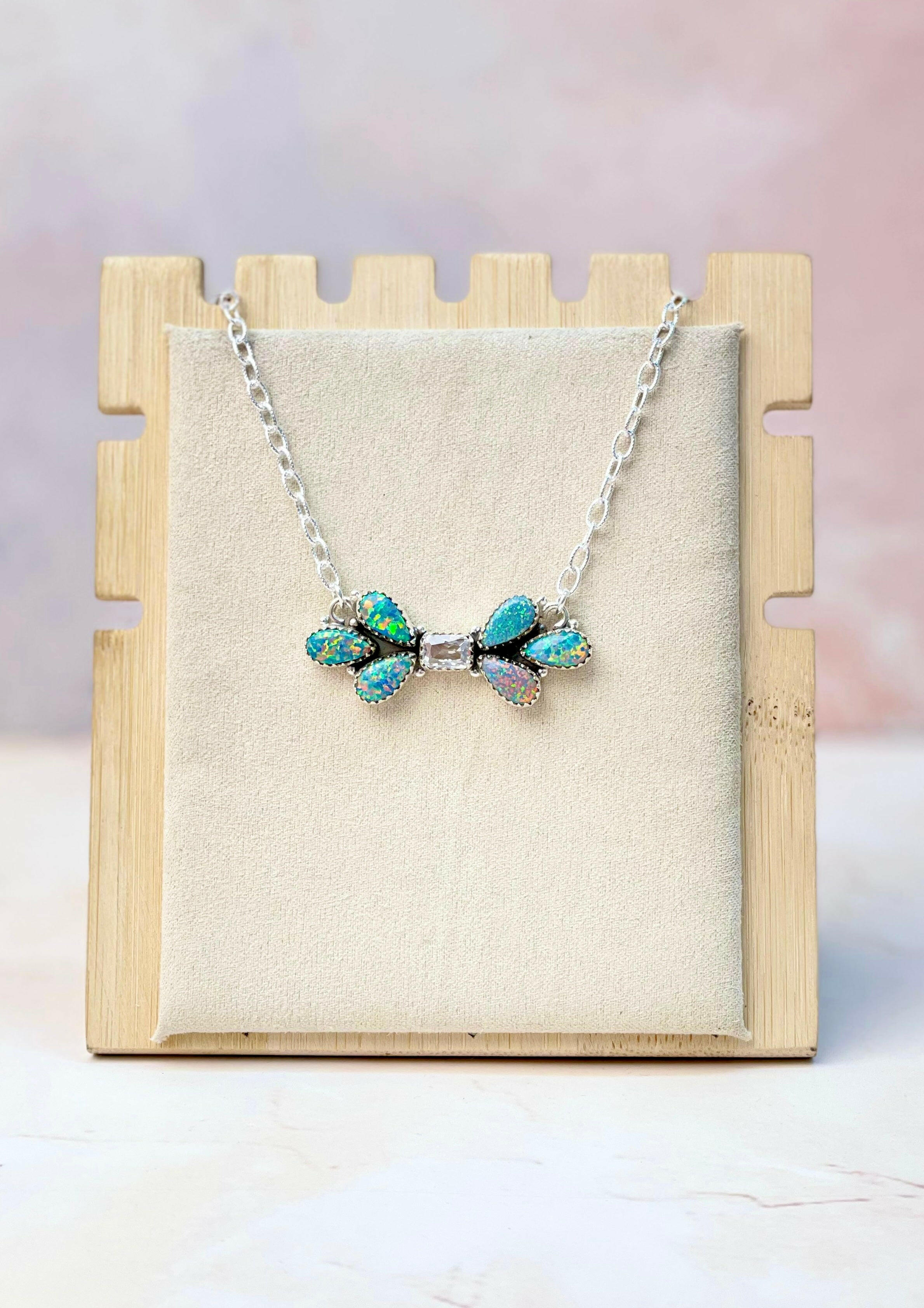 Sierra Opal Petals Bar Necklace-Necklaces-Krush Kandy, Women's Online Fashion Boutique Located in Phoenix, Arizona (Scottsdale Area)