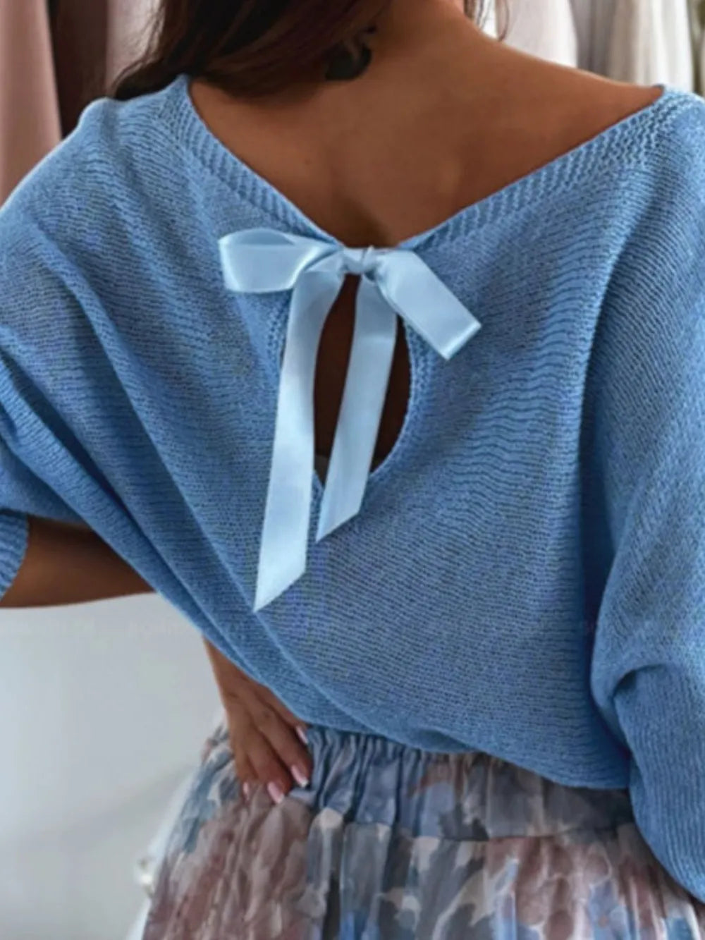 Bow Back Boat Neck Batwing Sleeve Sweater-Krush Kandy, Women's Online Fashion Boutique Located in Phoenix, Arizona (Scottsdale Area)