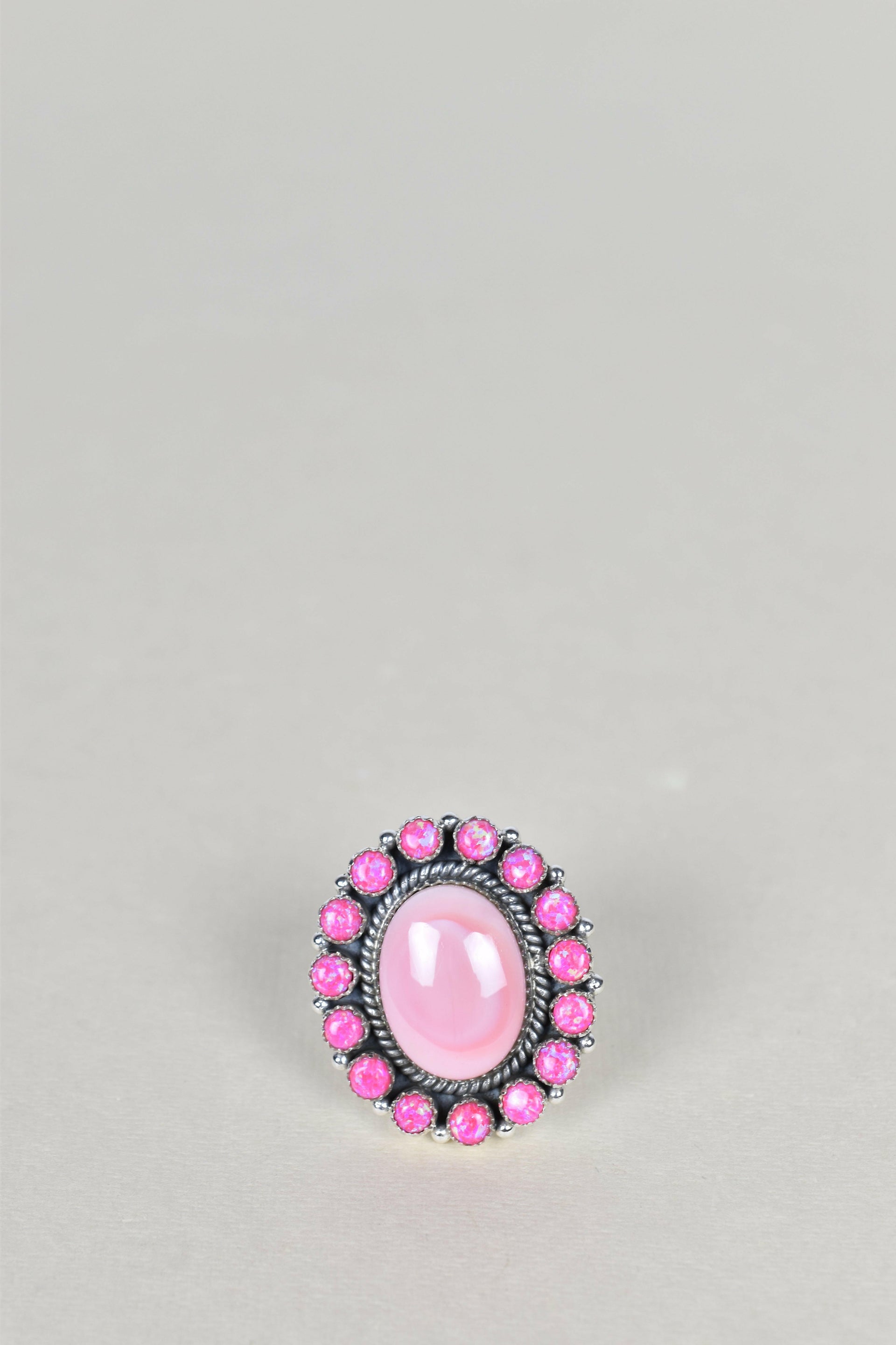 Pink Conch & Neon Pink Opal One of A Kind Ring-Cluster Rings-Krush Kandy, Women's Online Fashion Boutique Located in Phoenix, Arizona (Scottsdale Area)