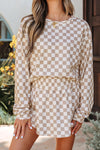Checkered Long Sleeve Top and Skirt Two-Piece Set-2 Piece Outfit Sets-Krush Kandy, Women's Online Fashion Boutique Located in Phoenix, Arizona (Scottsdale Area)