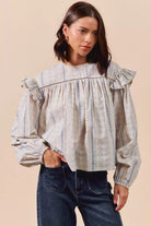 SO ME Floral Cotton Print Ruffled Long Sleeve Blouse-Tops-Krush Kandy, Women's Online Fashion Boutique Located in Phoenix, Arizona (Scottsdale Area)