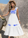Embroidered Square Neck Ruffle Hem Dress-Krush Kandy, Women's Online Fashion Boutique Located in Phoenix, Arizona (Scottsdale Area)