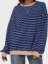 Lovelet Contrast Striped Long Sleeve Sweatshirt-Sweaters-Krush Kandy, Women's Online Fashion Boutique Located in Phoenix, Arizona (Scottsdale Area)