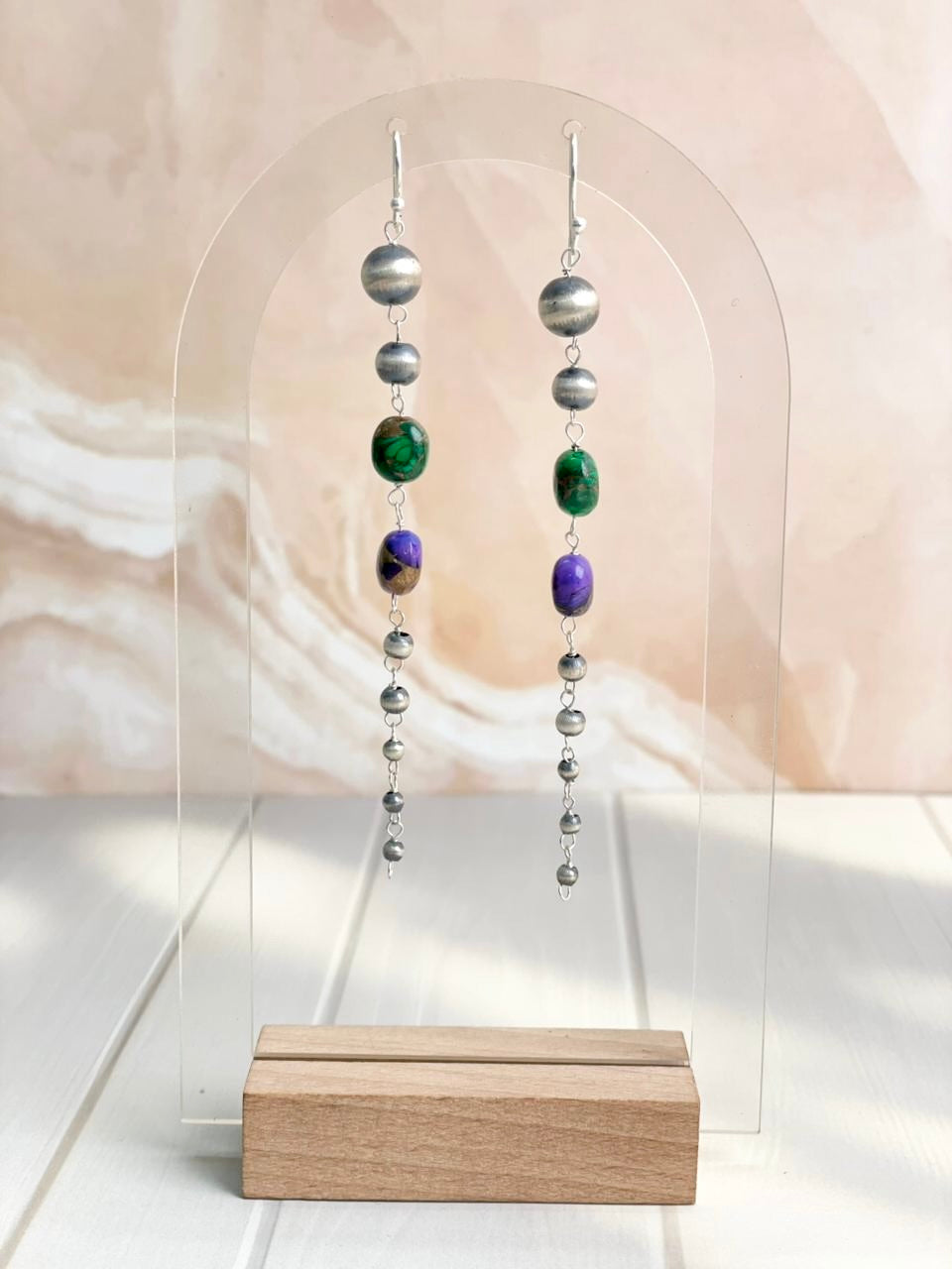 Desert Pearl Dahlia Long Dangle Earrings-Earrings-Krush Kandy, Women's Online Fashion Boutique Located in Phoenix, Arizona (Scottsdale Area)