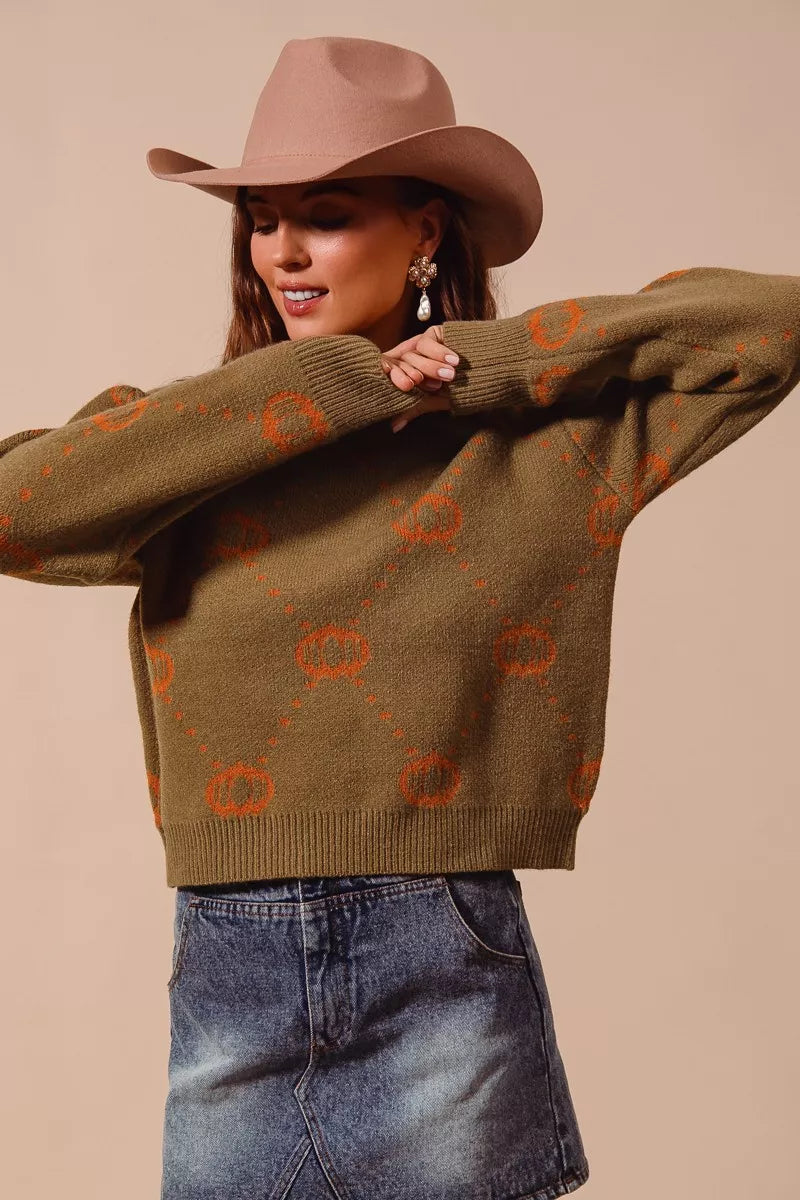 SO ME Pumpkin Rhombus Halloween Thanksgiving Sweater-Sweater-Krush Kandy, Women's Online Fashion Boutique Located in Phoenix, Arizona (Scottsdale Area)
