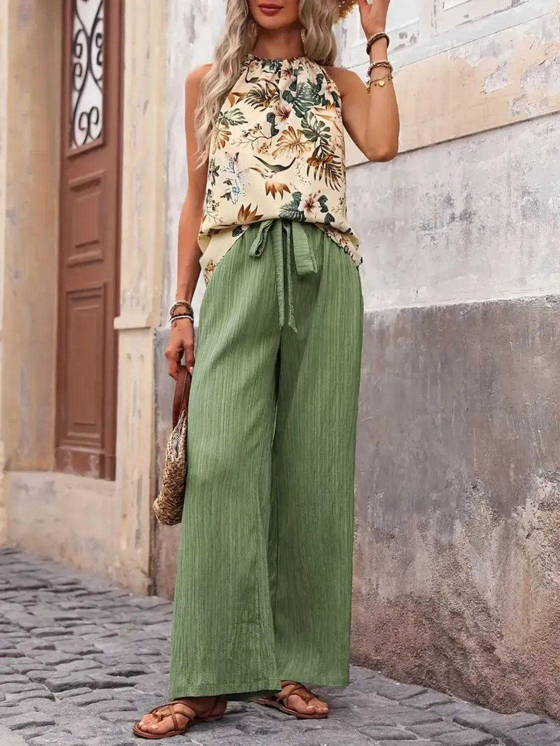 Printed Tank Top and Wide Leg Pants Set-Tops-Krush Kandy, Women's Online Fashion Boutique Located in Phoenix, Arizona (Scottsdale Area)