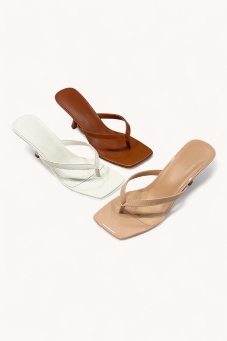Nude Square-Toe Thong Strap Kitten Heel-Shoes-Krush Kandy, Women's Online Fashion Boutique Located in Phoenix, Arizona (Scottsdale Area)