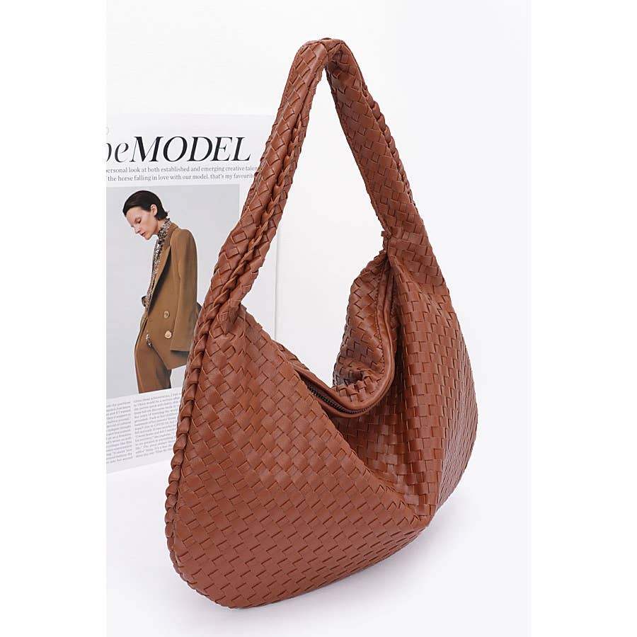 Faux Leather Braided Shoulder Bag-Purses & Bags-Krush Kandy, Women's Online Fashion Boutique Located in Phoenix, Arizona (Scottsdale Area)