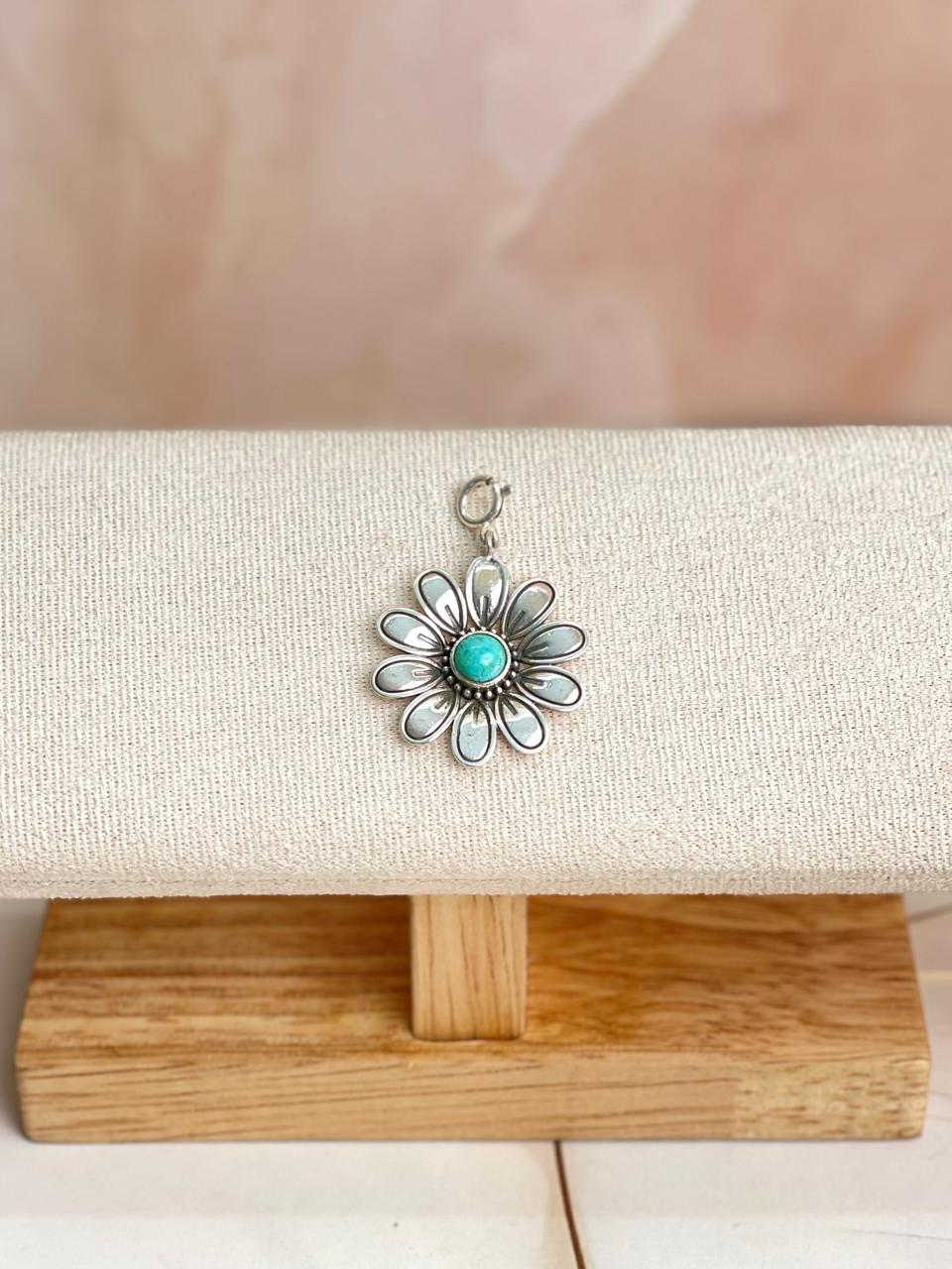 Turquoise Desert Flower Charm-Charms & Pendants-Krush Kandy, Women's Online Fashion Boutique Located in Phoenix, Arizona (Scottsdale Area)