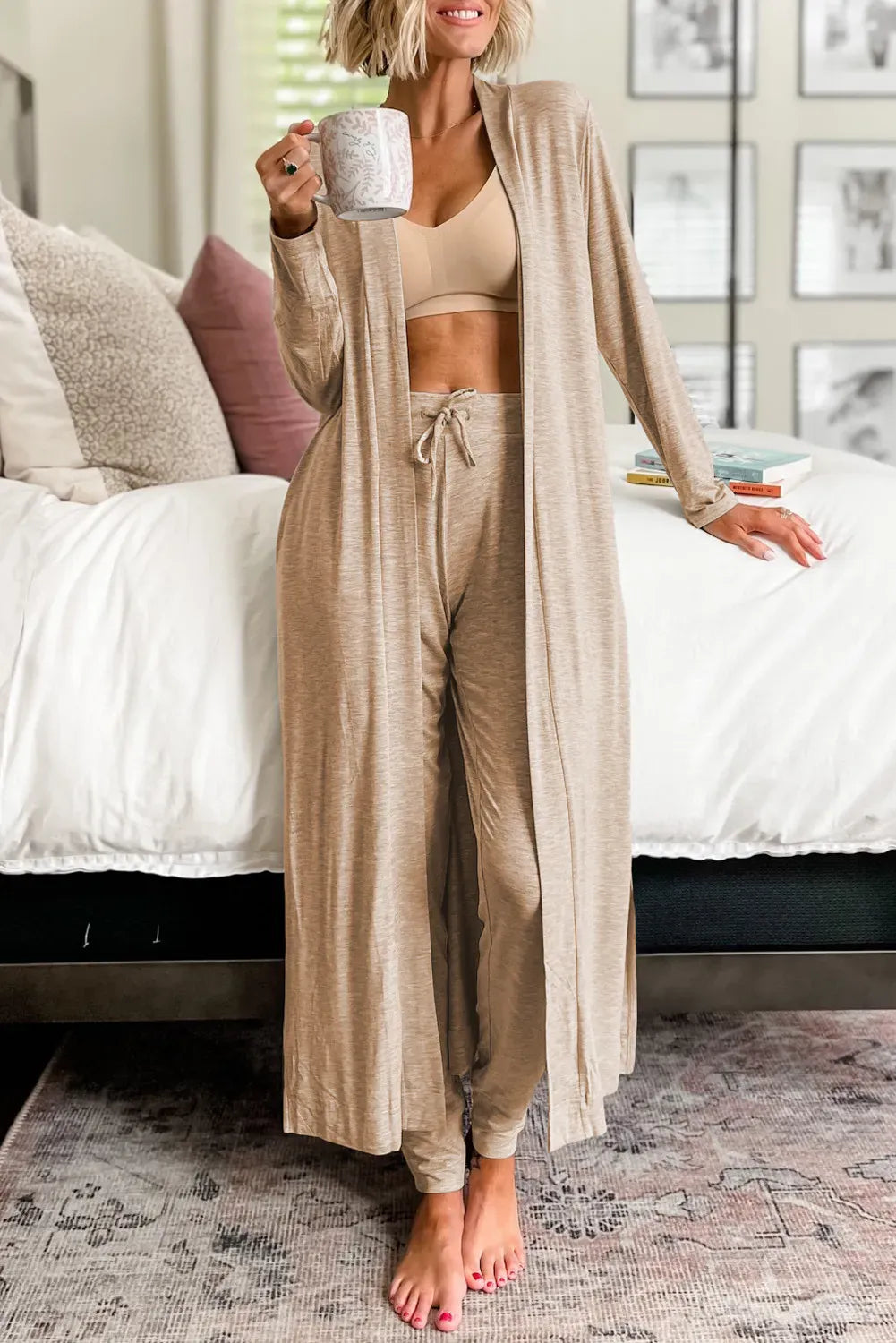 Open Front Long Sleeve Cardigan and Pants Lounge Set-Krush Kandy, Women's Online Fashion Boutique Located in Phoenix, Arizona (Scottsdale Area)