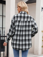 Mandy Plaid Collared Neck Long Sleeve Shirt-Long Sleeve Tops-Krush Kandy, Women's Online Fashion Boutique Located in Phoenix, Arizona (Scottsdale Area)