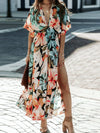 Floral Plunge Half Sleeve Dress-Krush Kandy, Women's Online Fashion Boutique Located in Phoenix, Arizona (Scottsdale Area)