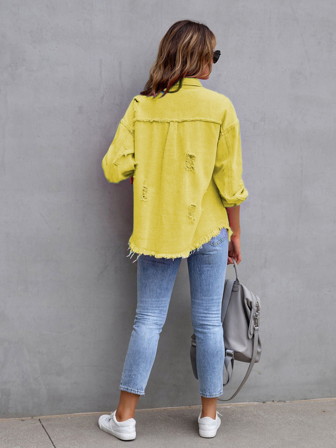 Distressed Drop Shoulder Denim Jacket-Krush Kandy, Women's Online Fashion Boutique Located in Phoenix, Arizona (Scottsdale Area)