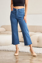 RfM Crop Chloe Full Size Tummy Control High Waist Raw Hem Jeans-Pants-Krush Kandy, Women's Online Fashion Boutique Located in Phoenix, Arizona (Scottsdale Area)