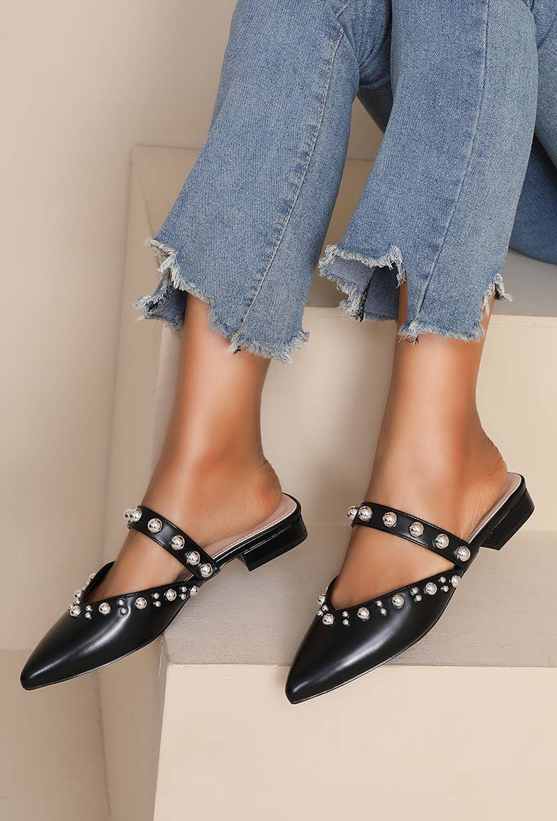 Flat Sandals with Trendy Studded Strap-Shoes-Krush Kandy, Women's Online Fashion Boutique Located in Phoenix, Arizona (Scottsdale Area)