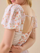 Floral Puff Sleeve Tiered Mini Dress-Dresses-Krush Kandy, Women's Online Fashion Boutique Located in Phoenix, Arizona (Scottsdale Area)