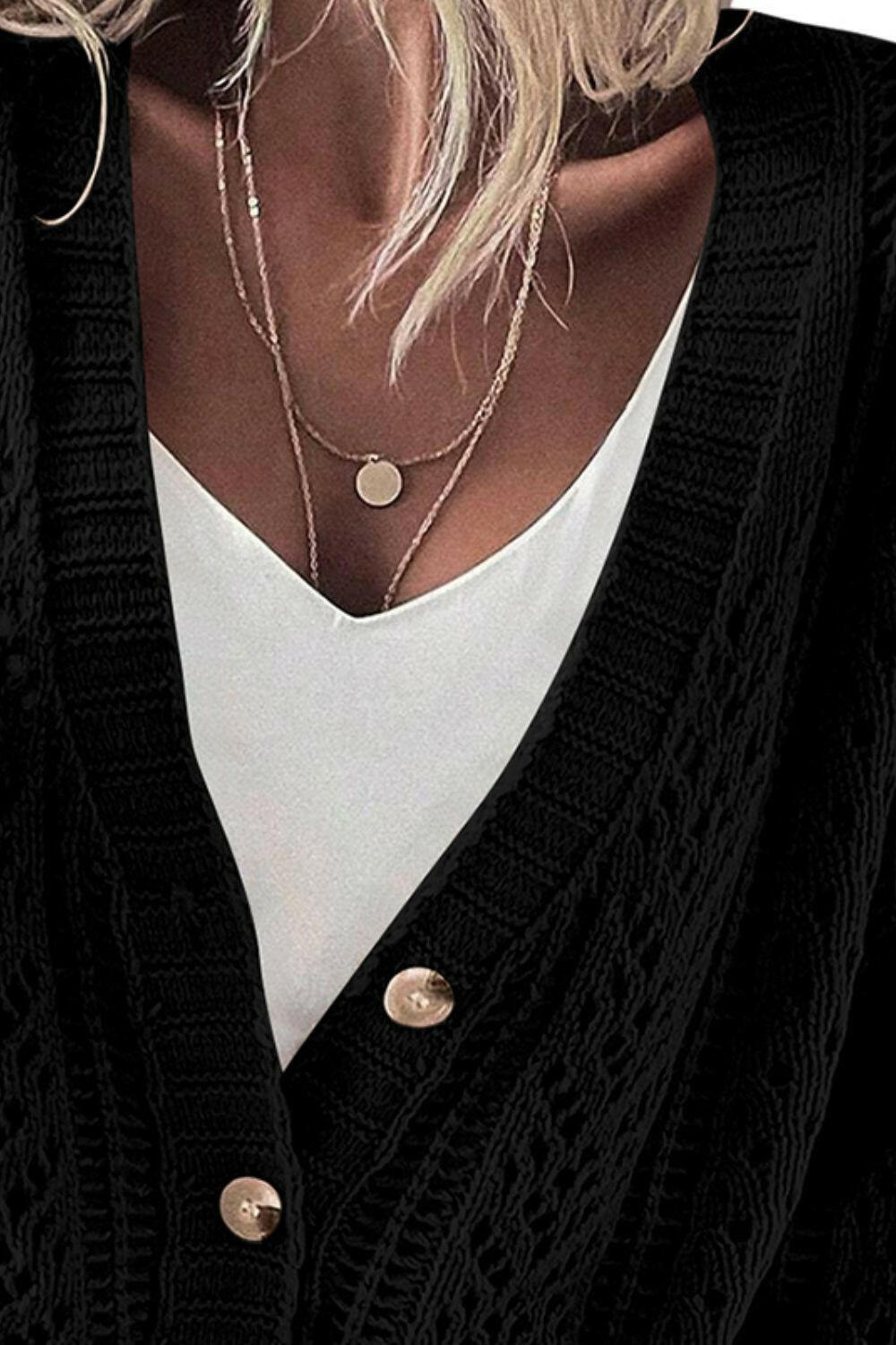 Openwork Button Up Long Sleeve Cardigan-Sweaters-Krush Kandy, Women's Online Fashion Boutique Located in Phoenix, Arizona (Scottsdale Area)