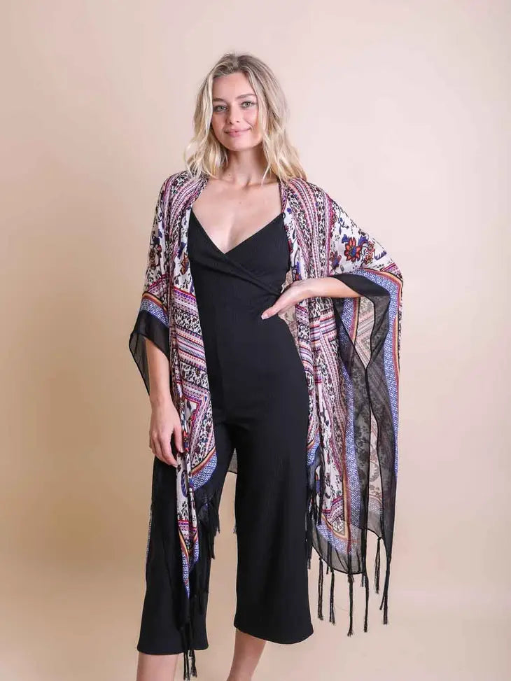 Bohemian Diamond Tassel Kimono-Kimonos-Krush Kandy, Women's Online Fashion Boutique Located in Phoenix, Arizona (Scottsdale Area)