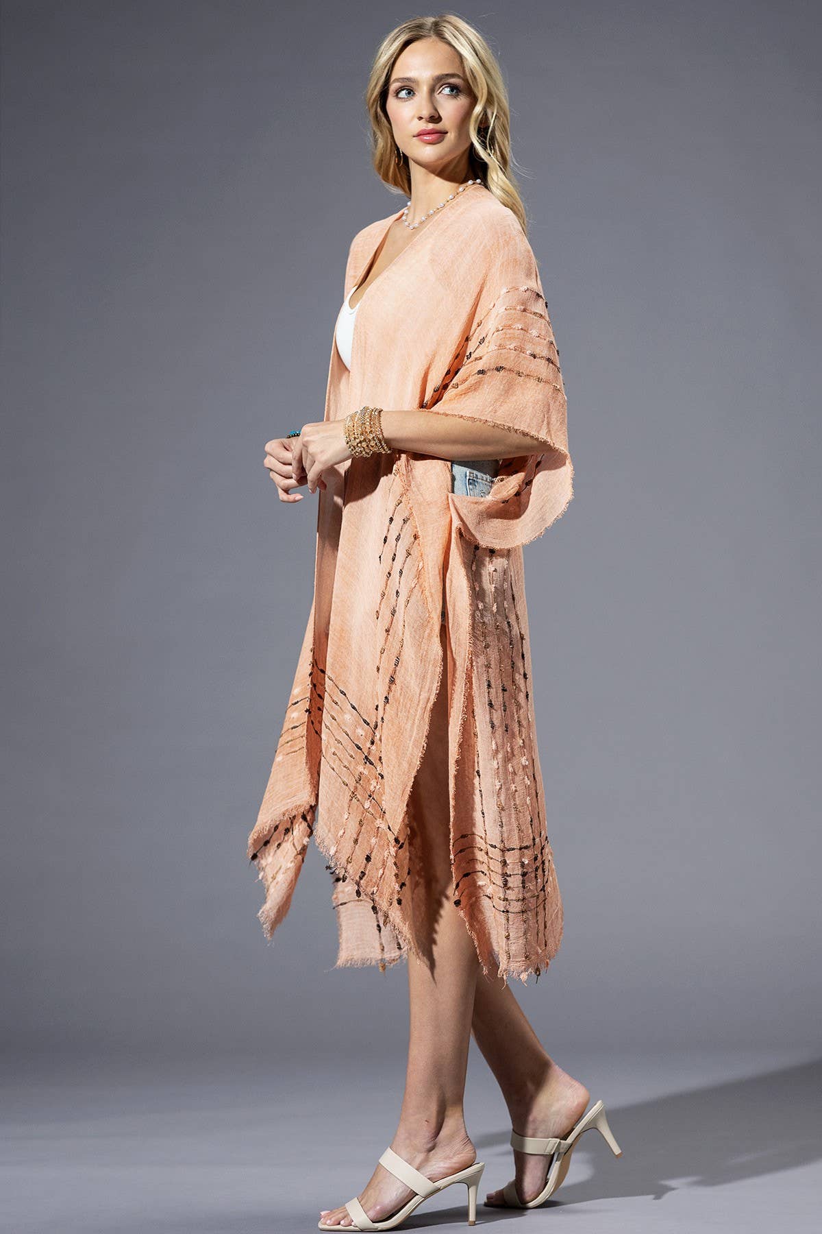 Colored Stitch Cover Up Kimono-Kimono-Krush Kandy, Women's Online Fashion Boutique Located in Phoenix, Arizona (Scottsdale Area)