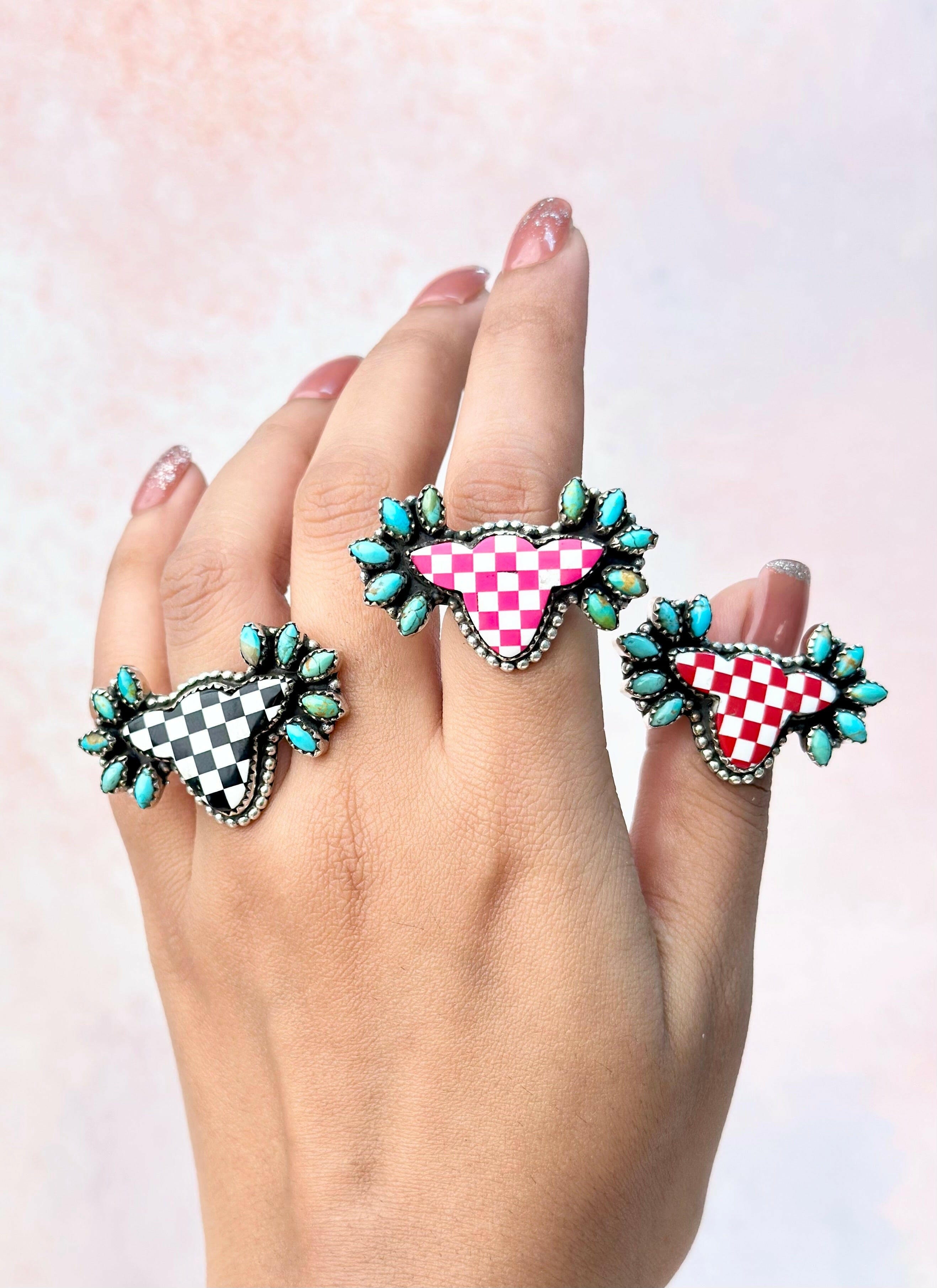 Belle's Bliss Checkered Cluster Rings-Rings-Krush Kandy, Women's Online Fashion Boutique Located in Phoenix, Arizona (Scottsdale Area)