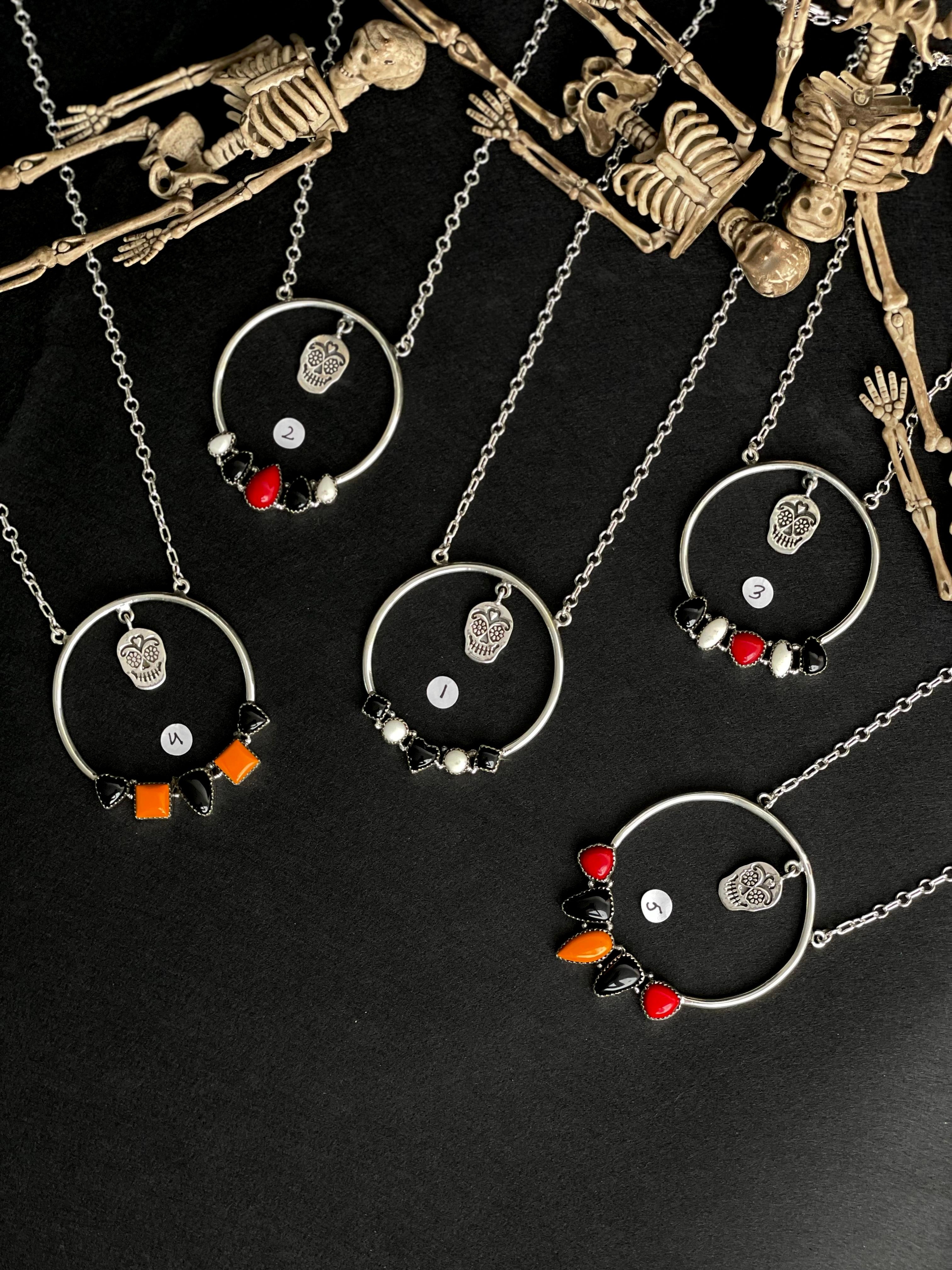 Never Ending Story Sugar Skull Necklaces-Necklaces-Krush Kandy, Women's Online Fashion Boutique Located in Phoenix, Arizona (Scottsdale Area)