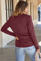 Merlot Luxe Seam-Front Long Sleeve Top-Sweaters-Krush Kandy, Women's Online Fashion Boutique Located in Phoenix, Arizona (Scottsdale Area)